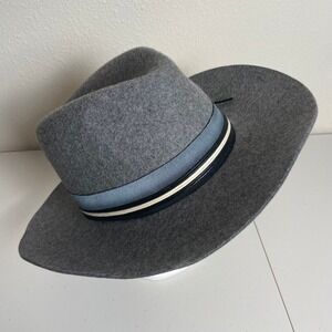Goorin Bros Langum Wool Felt Wide Brim Fedora Hat Casual Men Large 100-0050 Grey